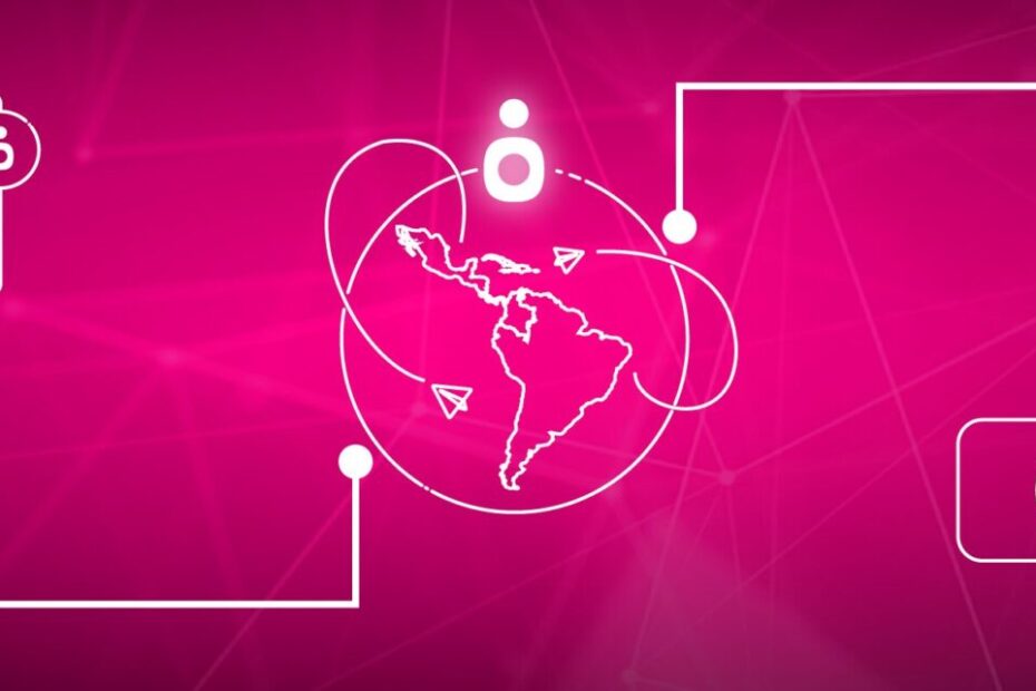 Un fondo rosa con la imagen de un mapa mundial, retratando el concepto de cambiando dentro de la industria fintech.