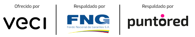 Logotipos de tres empresas: Banca de las Oportunidades, FNG (Fondo Nacional de Garantías S.A.) y Puntored, de izquierda a derecha.